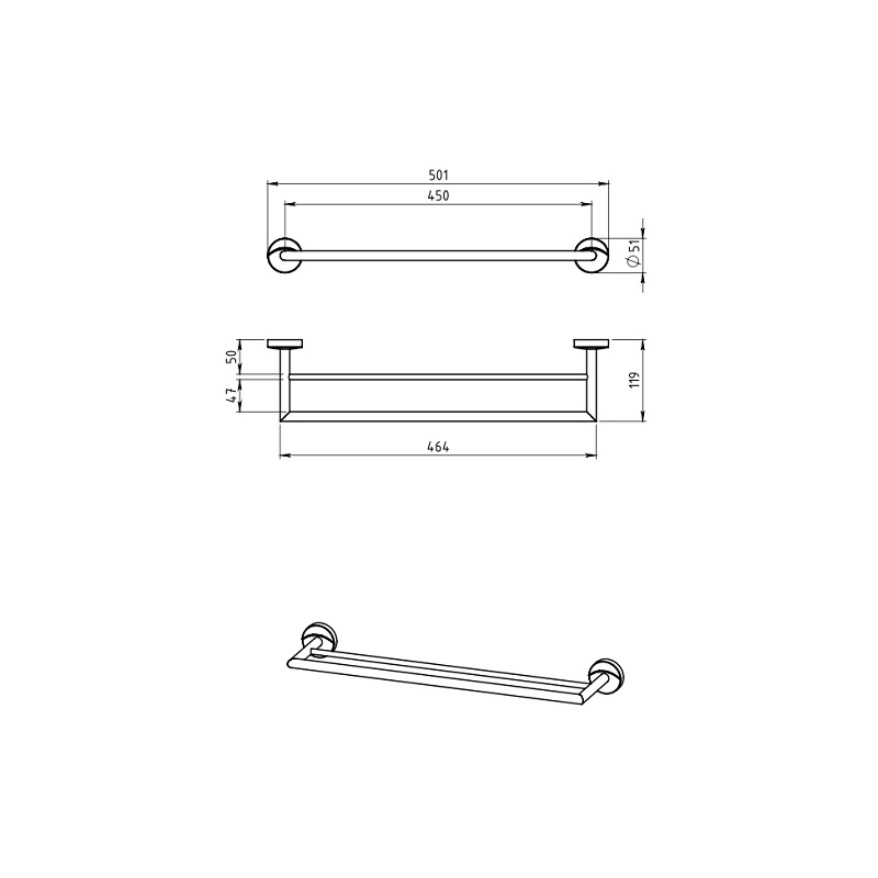 Držák ručníků dvojitý Metalia 11, chrom, Novaservis, 0124,0