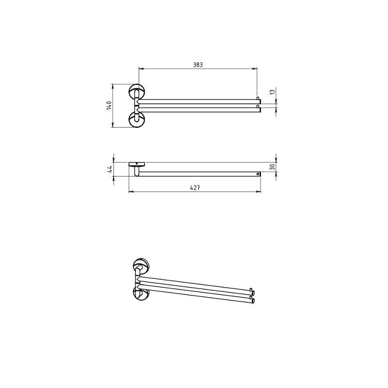Držák ručníků dvouramenný Metalia 11, chrom, Novaservis, 0129,0