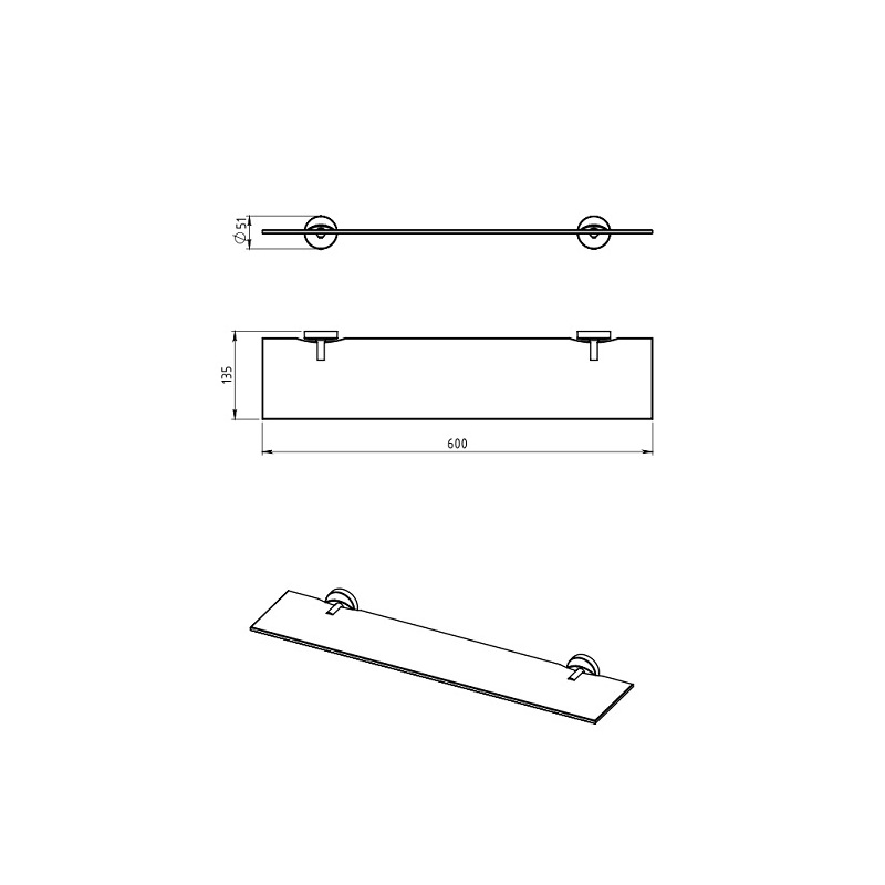 Polička rovná Metalia 11, sklo/chrom, Novaservis, 0140,0