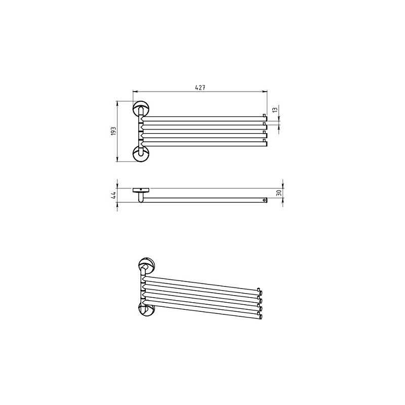 Držák ručníků čtyřramenný Metalia 11, chrom, Novaservis, 0146,0