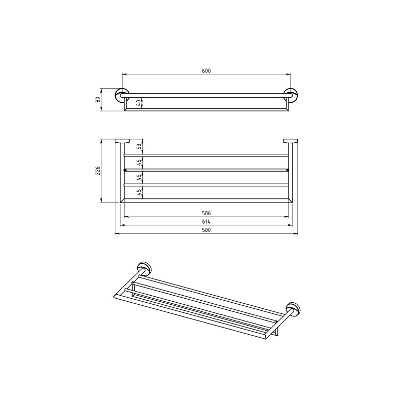 Držák ručníků Metalia 11 se závěsem, chrom, Novaservis, 0147,0