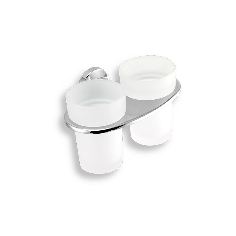 Držák kartáčků a pasty dvojitý Metalia 11, sklo/chrom, Novaservis, 0157,0