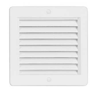 Větrací mřížka 150 × 150 mm, s rámečkem a síťovinou, bílá, HACO 0211