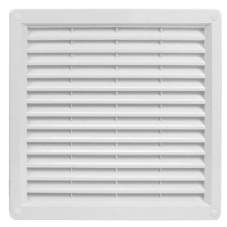 Větrací mřížka 300 × 300 mm, s rámečkem a síťovinou, bílá, HACO 0217