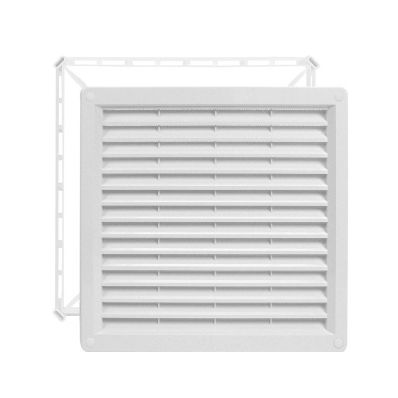 Větrací mřížka 300 × 300 mm, s rámečkem a síťovinou, bílá, HACO 0217