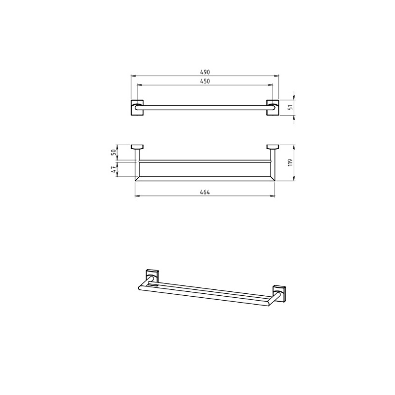 Držák ručníků dvojitý Metalia 12, chrom, Novaservis, 0224,0