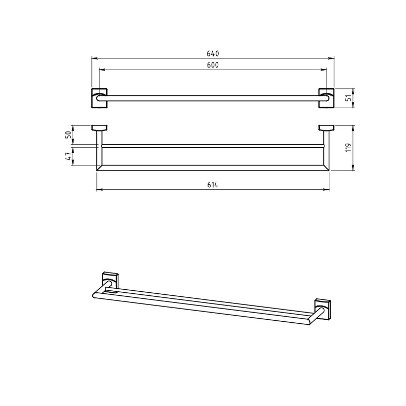 Držák ručníků dvojitý Metalia 12, chrom, Novaservis, 0225,0