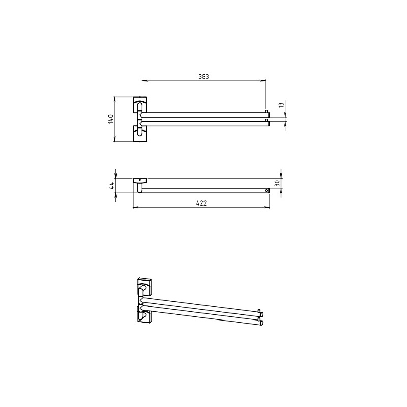 Držák ručníků dvouramenný Metalia 12, chrom, Novaservis, 0229,0