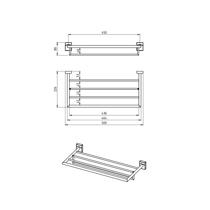 Držák ručníků Metalia 12 se závěsem, chrom, Novaservis, 0245,0