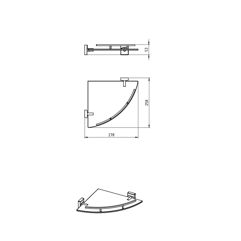 Polička rohová Metalia 12 se zábradlím , sklo/chrom, Novaservis, 0258,0