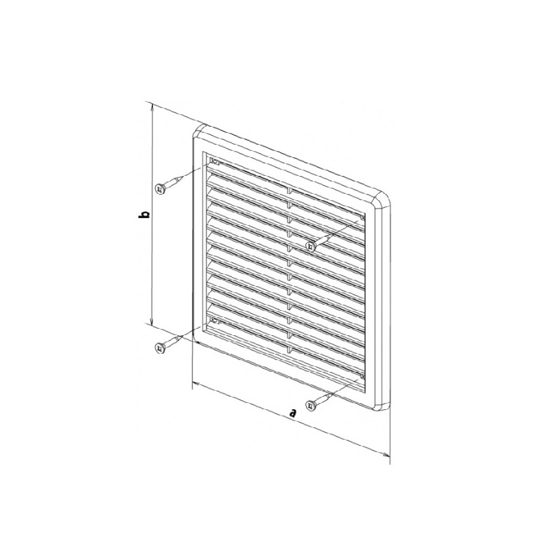 Větrací mřížka 300 × 300 mm, se síťovinou a krytem, bílá, HACO 0301
