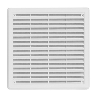 Větrací mřížka 250 × 250 mm, se síťovinou a krytem, bílá, HACO 0303