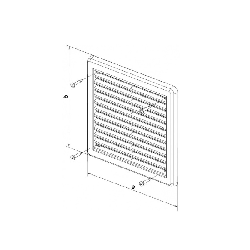 Větrací mřížka 250 × 250 mm, se síťovinou a krytem, bílá, HACO 0303