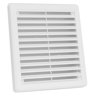 Větrací mřížka 200 × 200 mm, se síťovinou a krytem, bílá, HACO 0305