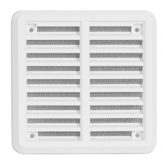 Větrací mřížka 100 × 100 mm, se síťovinou a krytem, bílá, HACO 0307