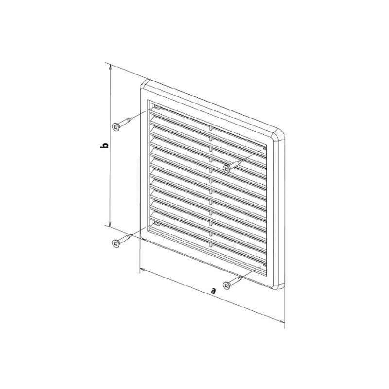 Větrací mřížka 100 × 100 mm, se síťovinou a krytem, bílá, HACO 0307