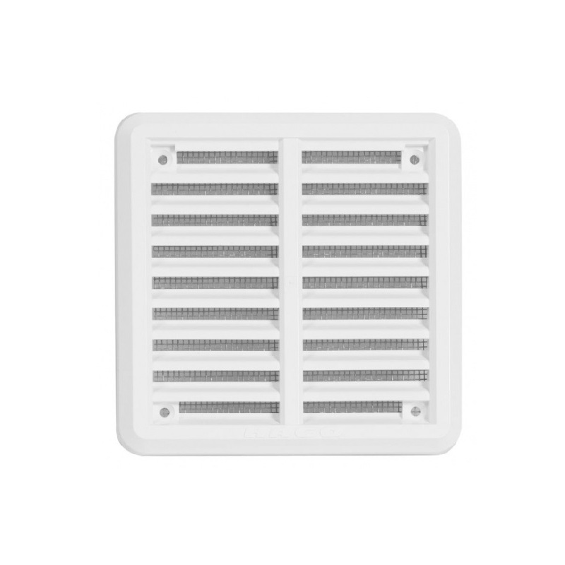 Větrací mřížka 100 × 100 mm, se síťovinou a krytem, bílá, HACO 0307