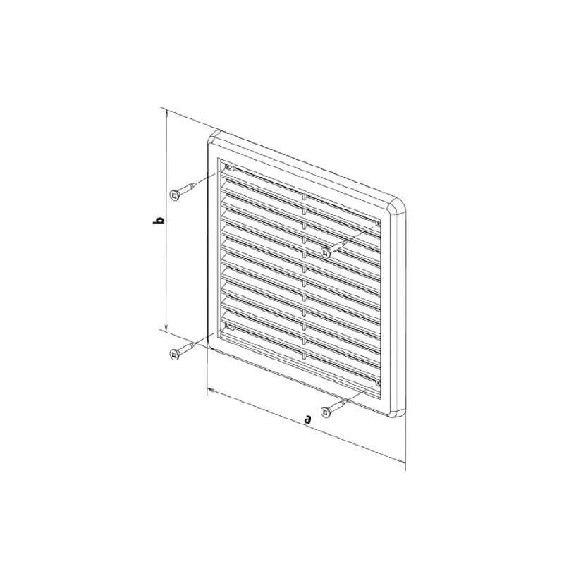 Větrací mřížka 150 × 150 mm, se síťovinou a krytem, bílá, HACO 0313