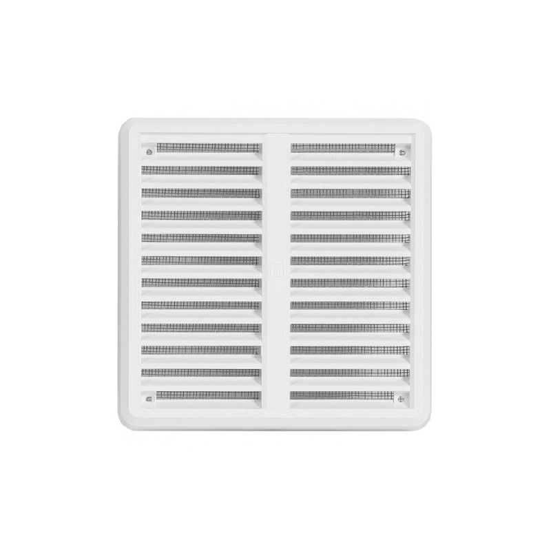 Větrací mřížka 150 × 150 mm, se síťovinou a krytem, bílá, HACO 0313
