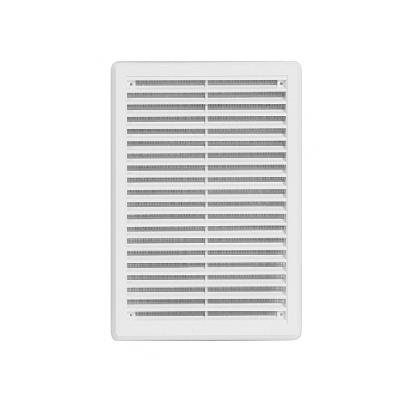 Větrací mřížka 200 × 300 mm, se síťovinou a krytem, bílá, HACO 0315