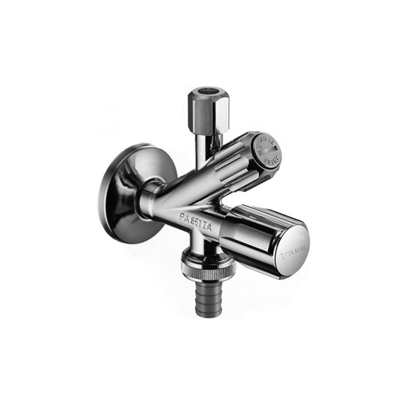 Ventil rohový kombinovaný Comfort 1/2 × 3/4 x 3/8,s filtrem, Schell 035600699