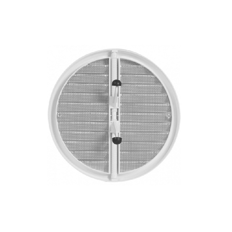 Větrací mřížka kruhová 125 x 160 mm, se síťovinou, krytka stavitelná, bílá, HACO 0415