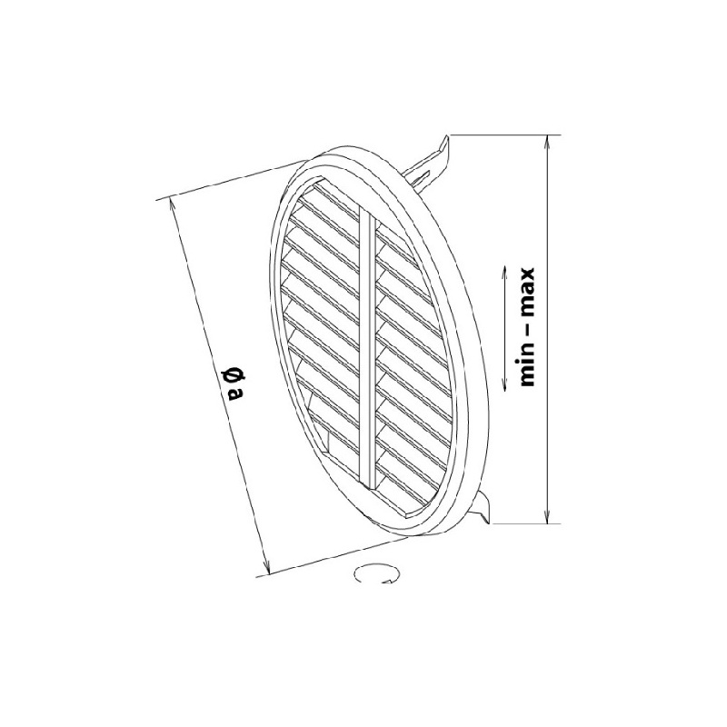Větrací mřížka kruhová 125 x 160 mm, se síťovinou, krytka stavitelná, bílá, HACO 0415