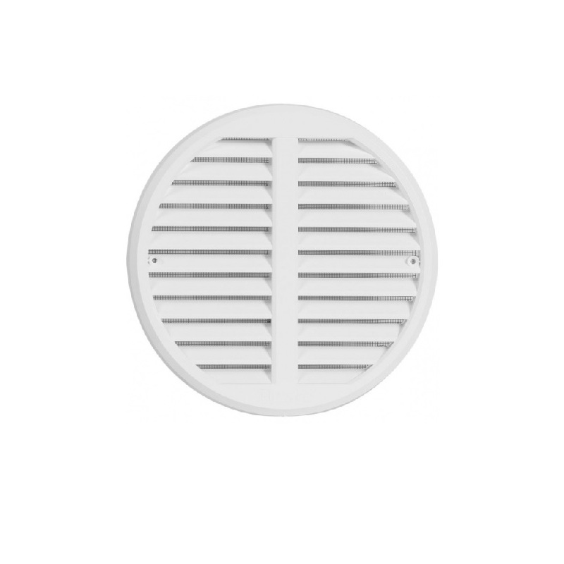 Větrací mřížka kruhová 125 x 160 mm, se síťovinou, krytka stavitelná, bílá, HACO 0415