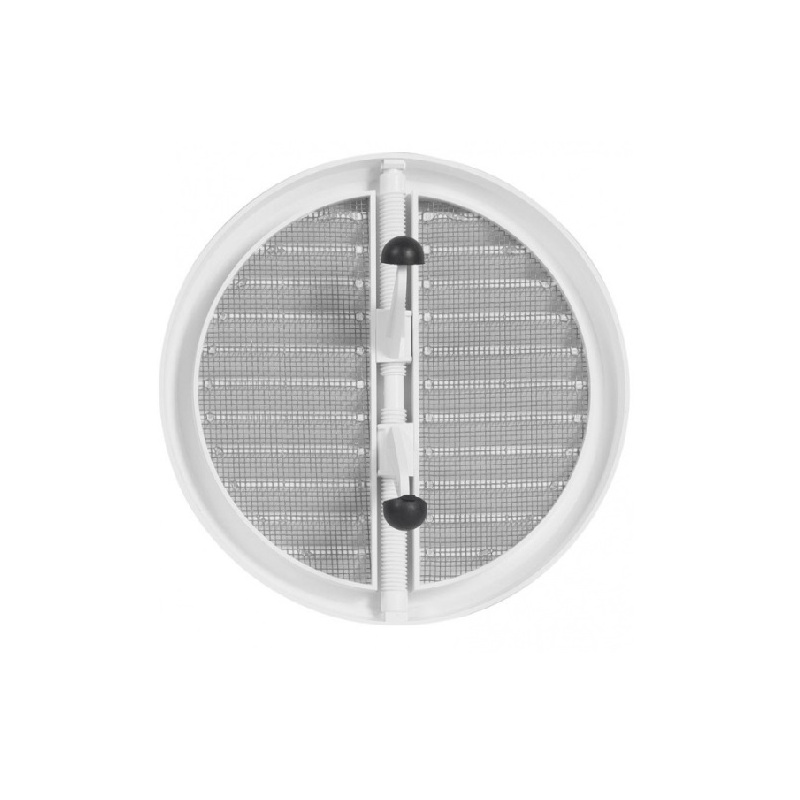 Větrací mřížka kruhová 75 × 125 mm, se síťovinou, krytka stavitelná, bílá, HACO 0417
