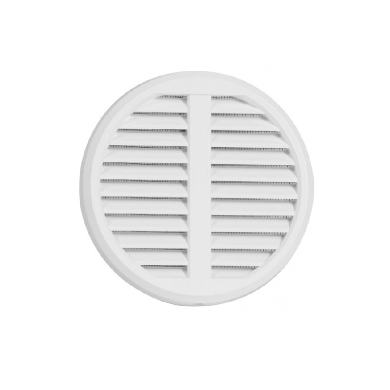 Větrací mřížka kruhová 75 × 125 mm, se síťovinou, krytka stavitelná, bílá, HACO 0417