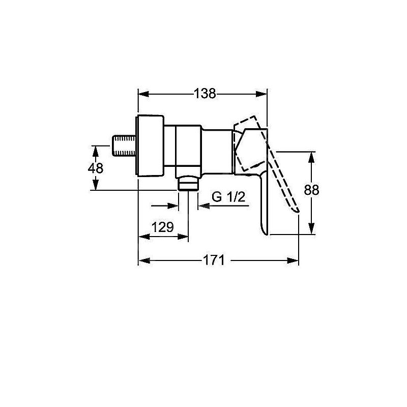 Sprchová baterie HANSALIGNA 150 mm, chrom, nástěnná, bez příslušenství, Hansa 06670103