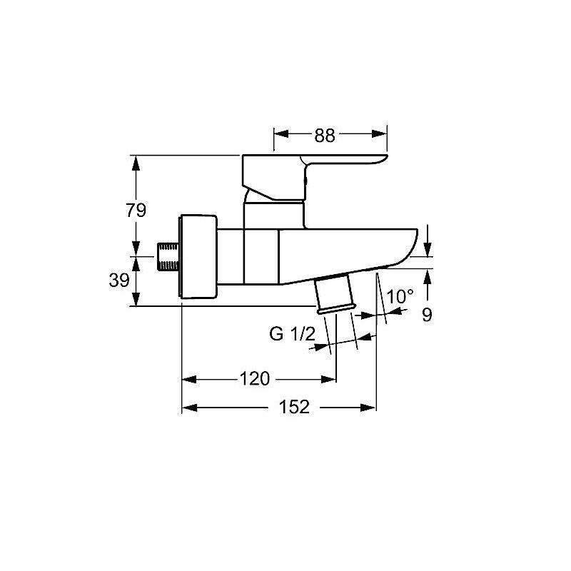 Vanová baterie HANSALIGNA 150 mm, chrom, nástěnná, bez příslušenství, Hansa 06742103