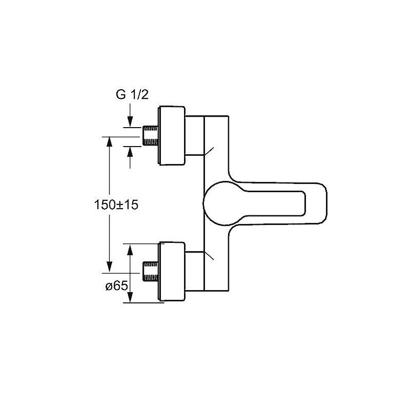 Vanová baterie HANSALIGNA 150 mm, chrom, nástěnná, bez příslušenství, Hansa 06742103