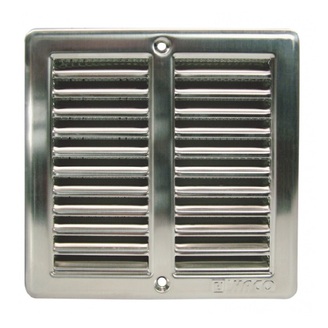 Větrací mřížka nerezová, 150 × 150 mm, s rámečkem a síťovinou, HACO 0701