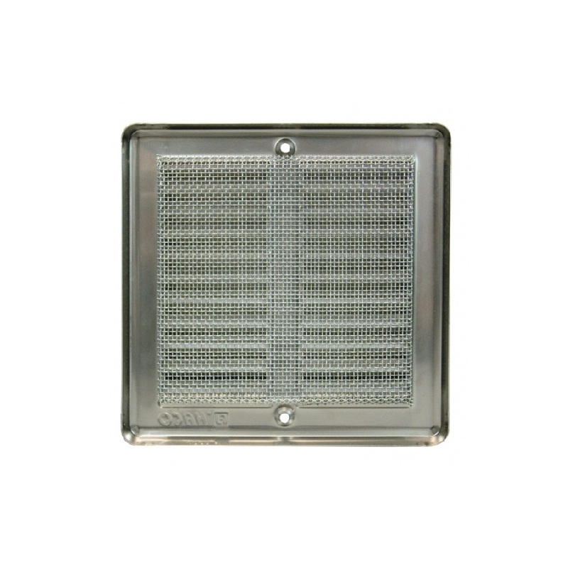 Větrací mřížka nerezová, 150 × 150 mm, s rámečkem a síťovinou, HACO 0701