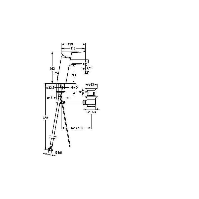 Umyvadlová baterie HANSATWIST XL, chrom, stojánková, s výpustí, Hansa 09012283