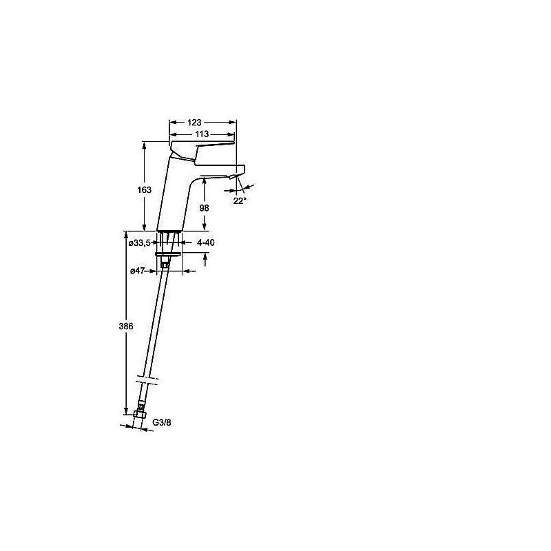 Umyvadlová baterie HANSATWIST XL, chrom, stojánková, bez výpustě, Hansa 09022285