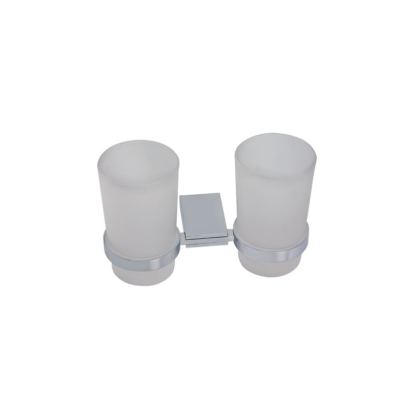 Držák skleniček a kartáčků dvojitý Metalia 9, sklo/chrom, Novaservis, 0957,0