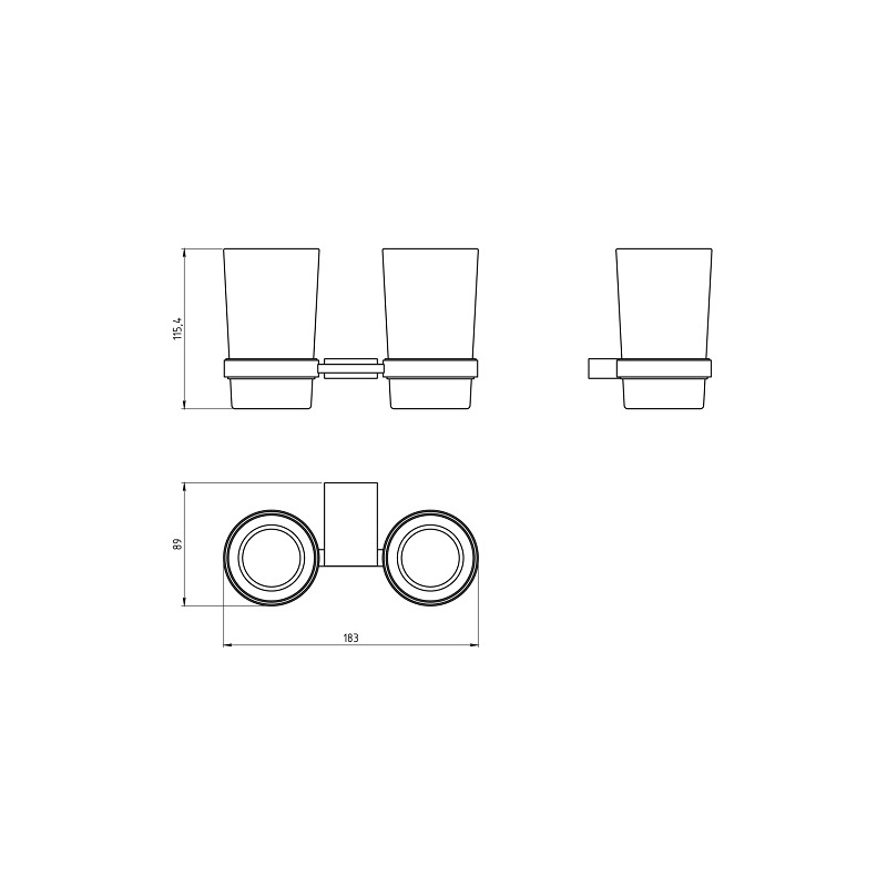 Držák skleniček a kartáčků dvojitý Metalia 9, sklo/chrom, Novaservis, 0957,0