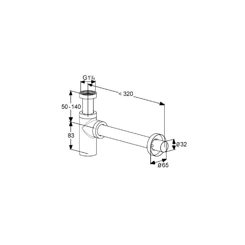 Umyvadlový sifon bez výpusti G 5/4, odpad 32 mm, Kludi 1002005-00