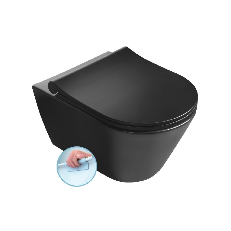 Klozet závěsný AWA Rimless, 35,5 × 53 cm, černá/mat, Sapho 100314-110