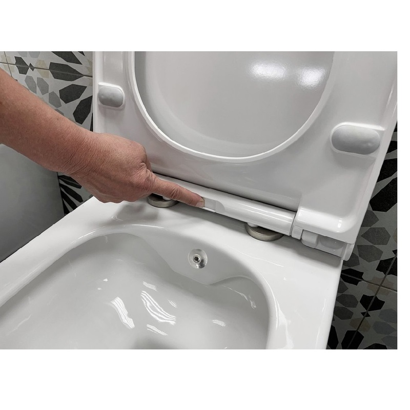 Klozet závěsný AWA Rimless, 35,5 × 53 cm, bílá, integrovaná baterie a bidetová sprška, Sapho 100315