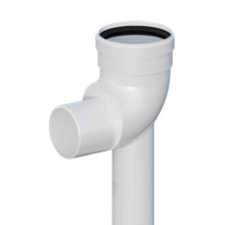 Redukční koleno odkouření 90° d 60 x 80, s podpěrou 500 mm, PP, Ricom Gas 1006080PB