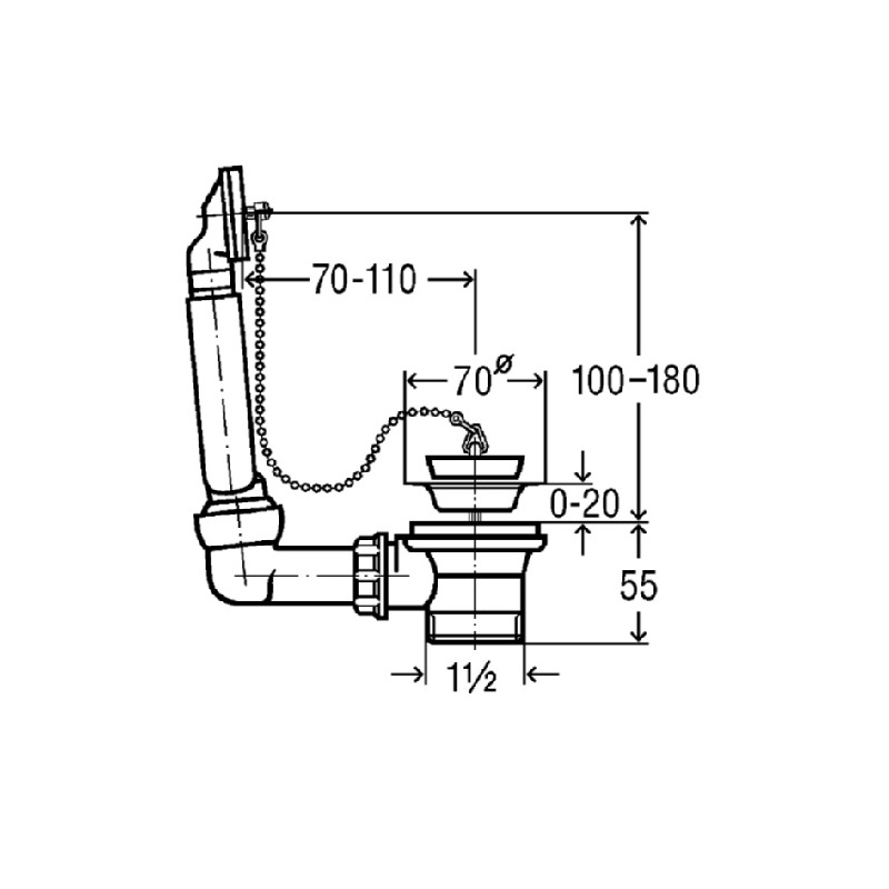 Dřezová výpusť 6/4, nerez mřížka, s přepadem, Viega 100834