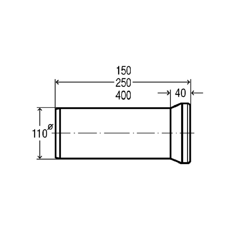 Nátrubek, 400 mm, DN 100, dopojení k WC, Viega 101831