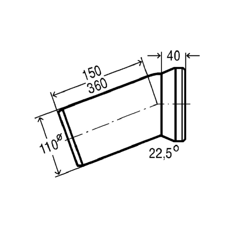 Připojovací oblouk 22,5°, 150 mm, DN 100, bílé, Viega 101831