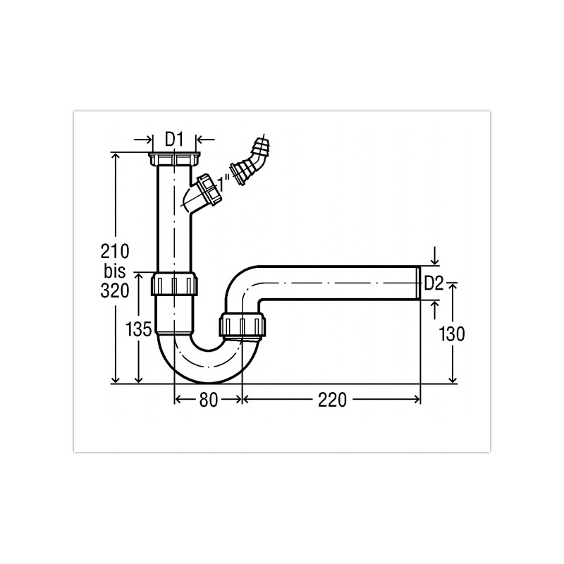 Dřezový sifon bez výpusti G 6/4, odpad 40 mm, s přípojkou, Viega 102449