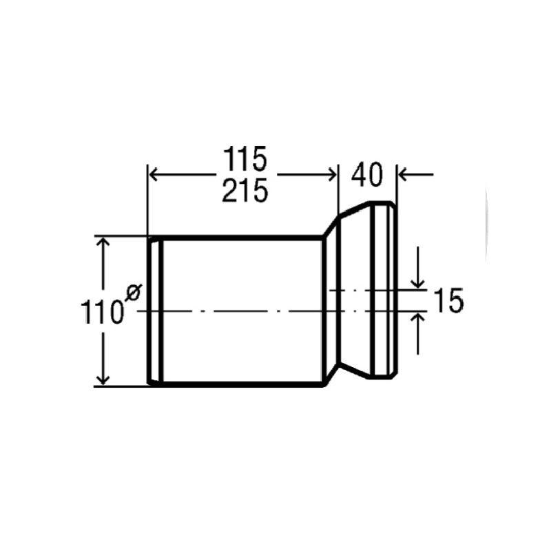 Excentrický nátrubek, 155 mm, DN 100, bílé, Viega 103231