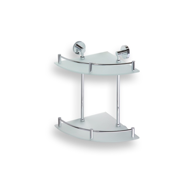 Polička OMEGA rohová dvojitá sklo