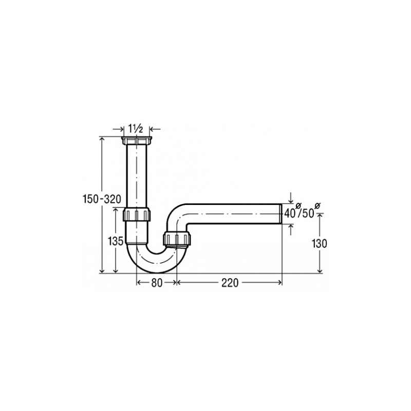 Dřezový sifon bez výpusti G 6/4, odpad 40/50 mm, Viega 105716